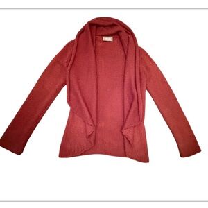 Wooden Ships Open Front Red Cardigan w/ Shawl Collar Size M/L MSRP $158